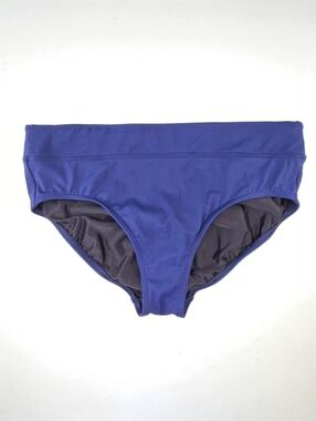 Lands’ End Classic Mid Waist Bikini Bottom Navy Moderate Coverage Size 14
